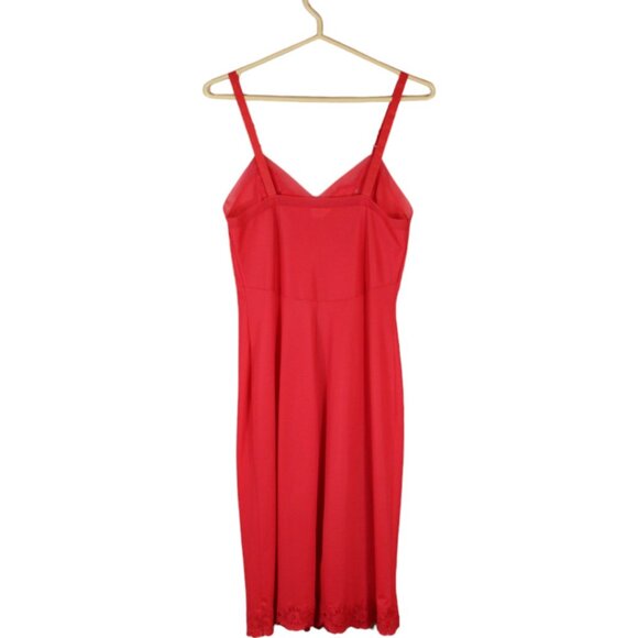Vintage Red Vanity Fair Dress Slip Midi Length Size 34 Adjustable Straps SP75 - Picture 6 of 10